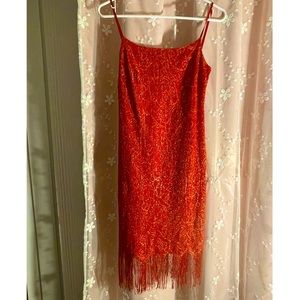 Red fringe dress